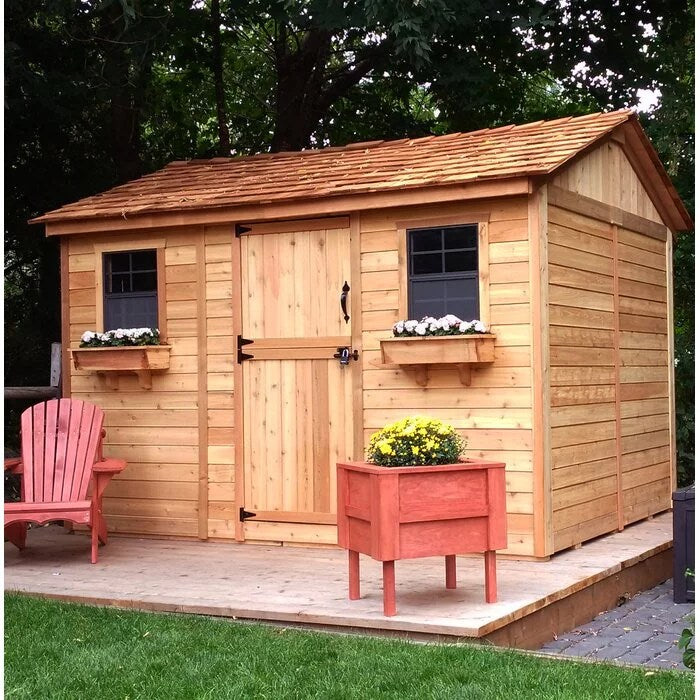 12 ft. W x 8 ft. D Cabana Cedar Wood Garden Shed - Image 1
