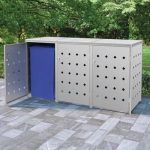 vidaXL Triple Wheelie Bin Shed 63.4 gal Stainless - Image 2