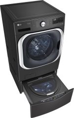 LG – SideKick 1.0 Cu. Ft. High-Efficiency Smart Top Load Pedestal Washer with 3-Motion Technology – Black steel - Image 10