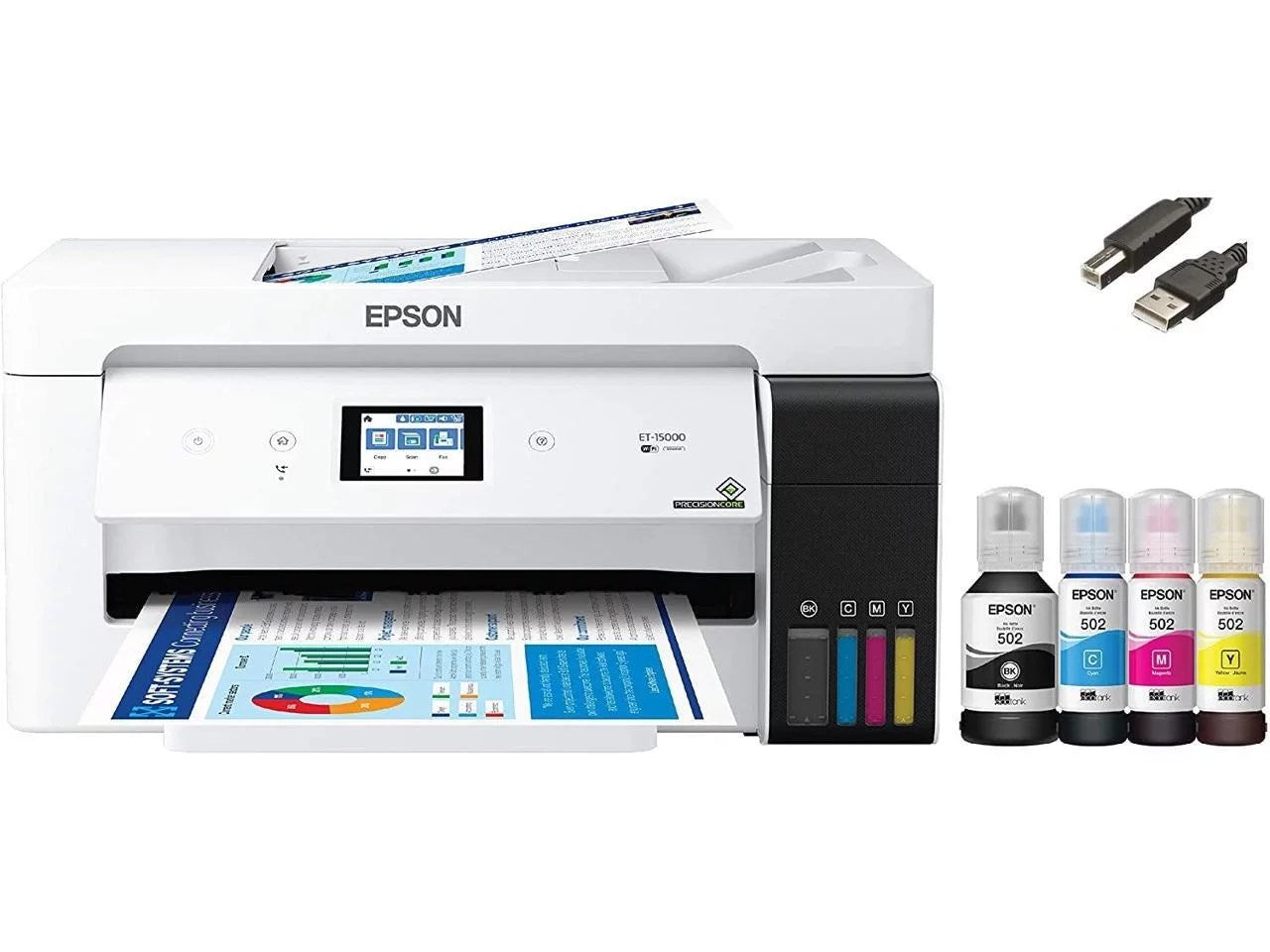 epson-ecotank-et-15000-wireless-color-all-in-one-supertank-printer-with-1 Epson EcoTank ET-15000 Wireless Color All-in-One Supertank Printer with Scanner, Copier, Fax, Ethernet, Bundle with Jawfoal Printer Cable - Image 1