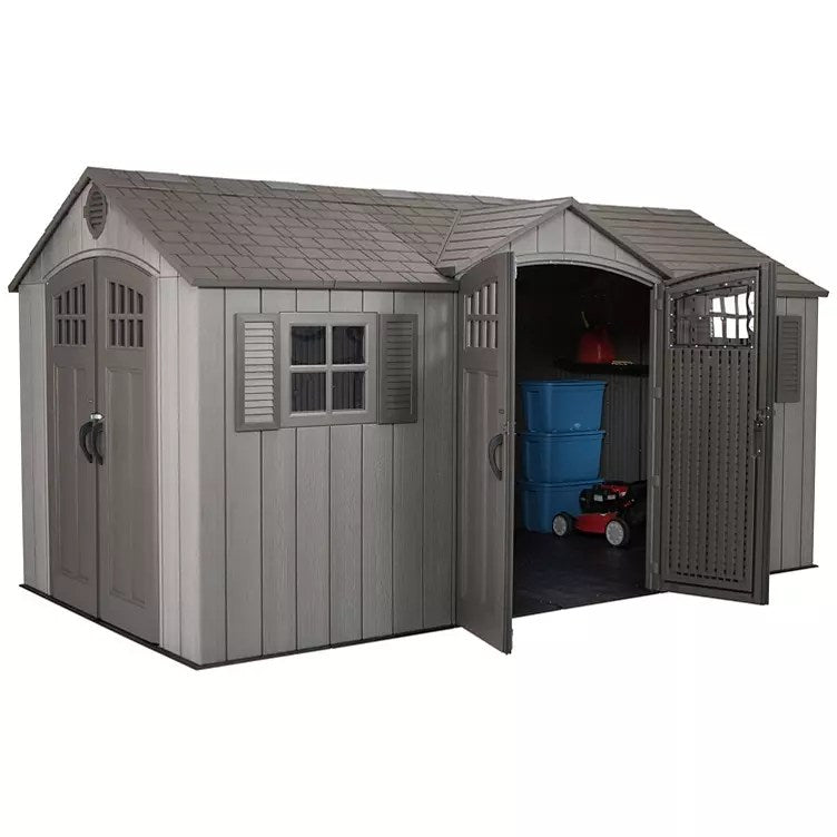 image1-1-1-1 Lifetime 15′ x 8′ Rough Cut Dual-Entry Outdoor Storage Shed - Image 1