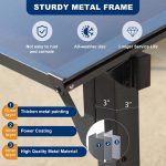 10×14 FT Outdoor Metal Flexible Top Lean to Gazebo Pergola with Sloped Roof, Heavy Duty Wall-Mounted Patio Awnings with Powder-Coated Steel Frame, for Lawn, Garden, Backyard and Deck, Grey - Image 4
