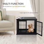 26'' Wooden Decorative Dog Cage Pet Crate Kennel with Double Door Entrance & a Simple Modern Design  Black - Image 5