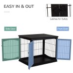 26'' Wooden Decorative Dog Cage Pet Crate Kennel with Double Door Entrance & a Simple Modern Design  Black - Image 6