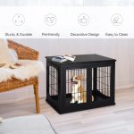 26'' Wooden Decorative Dog Cage Pet Crate Kennel with Double Door Entrance & a Simple Modern Design  Black - Image 4