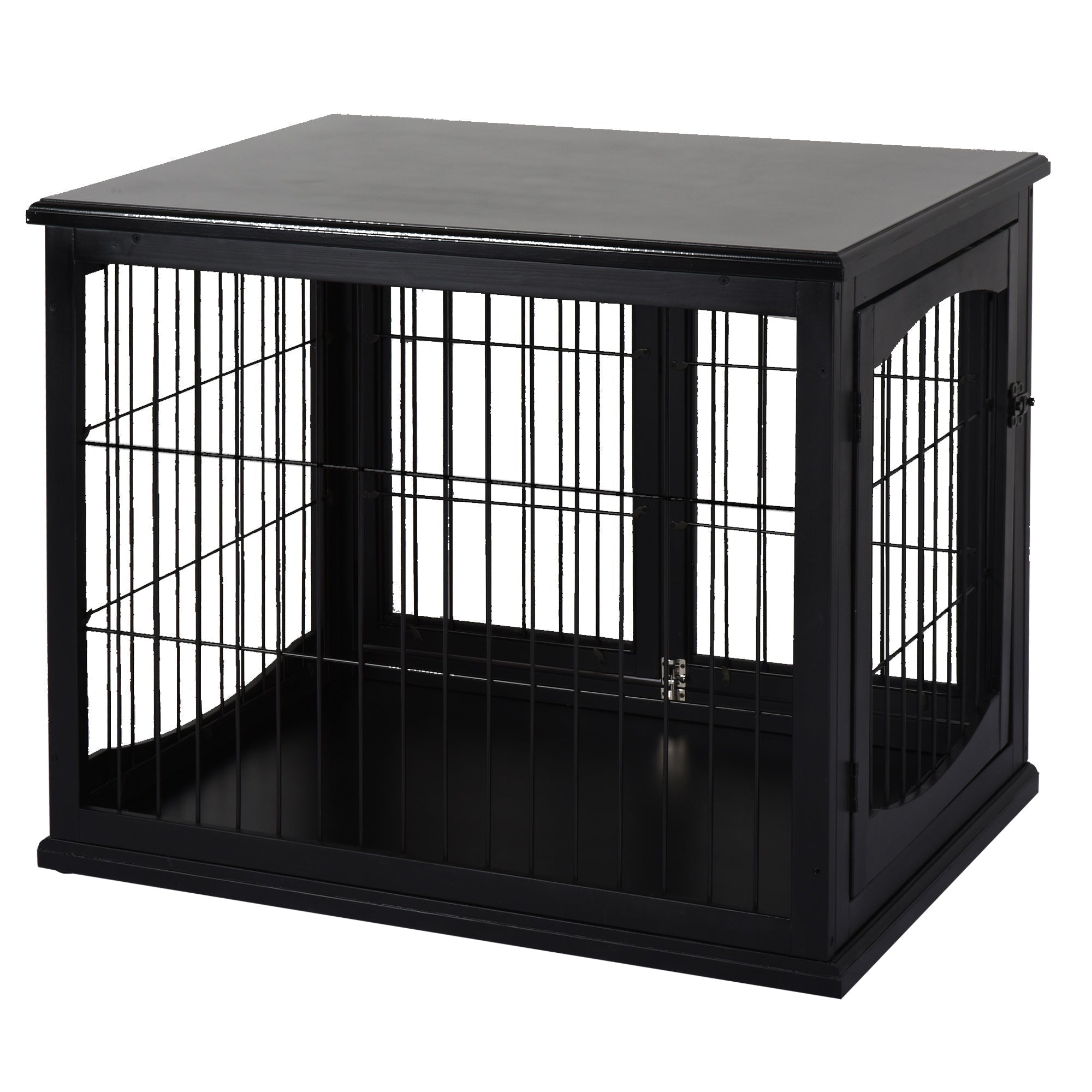 26-wooden-decorative-dog-cage-pet-crate-kennel-with-double-door-entrance-a-simple-modern-design-black-9886261 26'' Wooden Decorative Dog Cage Pet Crate Kennel with Double Door Entrance & a Simple Modern Design Black - Image 1