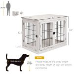 26" Wooden Dog Crate, Furniture Style Pet Cage Kennel, End Table, with Lockable Double Door Entrance, and Top Shelf, White - Image 3