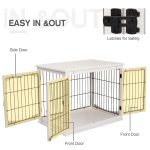 26" Wooden Dog Crate, Furniture Style Pet Cage Kennel, End Table, with Lockable Double Door Entrance, and Top Shelf, White - Image 6