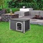 31"L Wooden Decorative Dog Cage Kennel Wire Door with Lock Small Animal House with Openable Top Removable Bottom Grey - Image 2