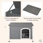 31"L Wooden Decorative Dog Cage Kennel Wire Door with Lock Small Animal House with Openable Top Removable Bottom Grey - Image 6