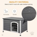 31"L Wooden Decorative Dog Cage Kennel Wire Door with Lock Small Animal House with Openable Top Removable Bottom Grey - Image 5