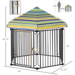 47" Heavy-duty Pet Playpen Kennel with Door & Removable Cover 6 Panels Freestanding Puppy Crate Fence for Small Medium Sized Dogs - Image 3