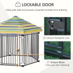 47" Heavy-duty Pet Playpen Kennel with Door & Removable Cover 6 Panels Freestanding Puppy Crate Fence for Small Medium Sized Dogs - Image 5