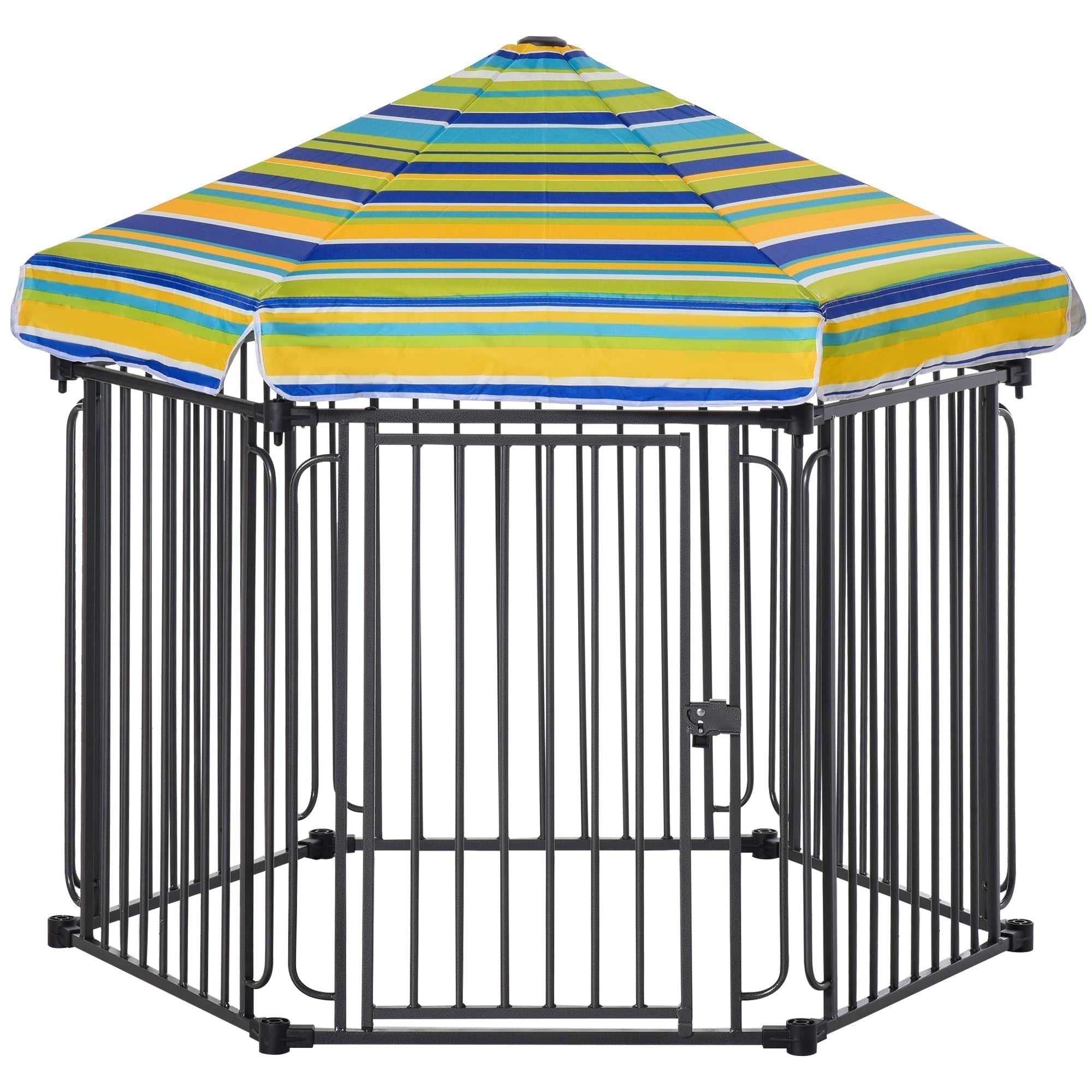 47-heavy-duty-pet-playpen-kennel-with-door-removable-cover-6-panels-freestanding-puppy-crate-fence-for-small-medium-sized-dogs-4946749 47" Heavy-duty Pet Playpen Kennel with Door & Removable Cover 6 Panels Freestanding Puppy Crate Fence for Small Medium Sized Dogs - Image 1