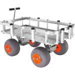 500 lbs Beach Fishing Cart, 13″ PU Balloon Tires, Heavy-Duty Aluminum Frame, 6 Rod Holders, DOBA-MC500 - Prioka
