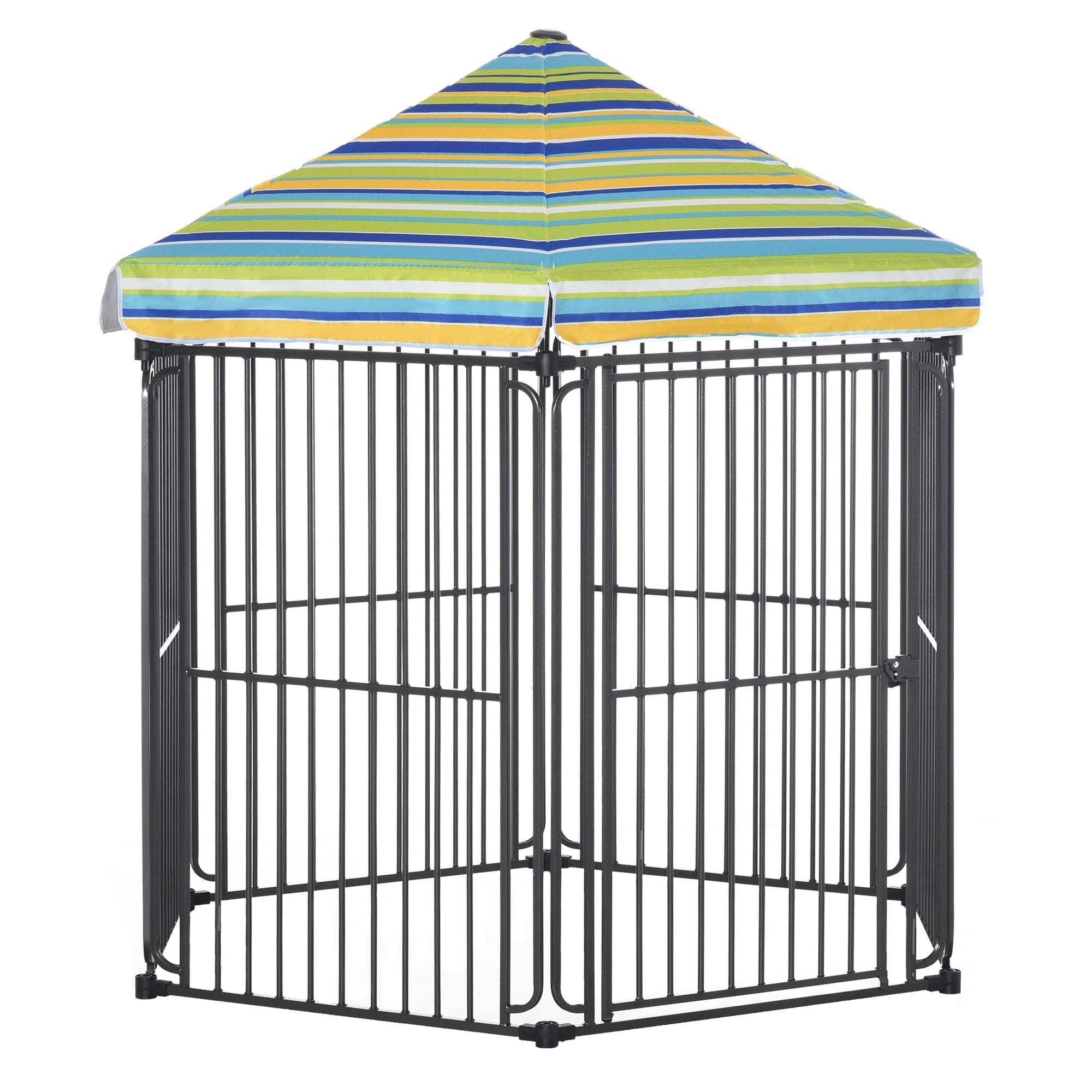 60-x-52-heavy-duty-outdoor-pet-cage-kennel-with-weather-resistant-polyester-roof-locking-door-metal-frame-6891884 60" x 52" Heavy-Duty Outdoor Pet Cage Kennel with Weather-Resistant Polyester Roof, Locking Door, & Metal Frame - Image 1