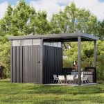 6×8 Metal Storage Shed with 7×8 Pergola Covered Porch - Image 3