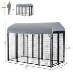 8' x 4' x 6' Large Dog Kennel Outdoor Steel Fence with UV-Resistant Oxford Cloth Roof & Secure Lock - Image 3