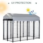 8' x 4' x 6' Large Dog Kennel Outdoor Steel Fence with UV-Resistant Oxford Cloth Roof & Secure Lock - Image 5