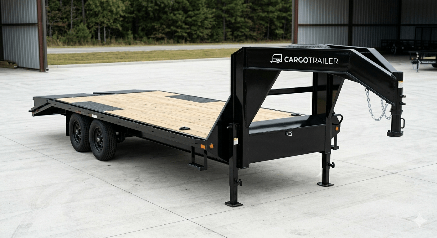 8525-gooseneck-flatbed-equipment-trailer-tandem-dual-axle-black-cargotrailer-8764970 8.5×25 Gooseneck Flatbed Equipment Trailer – Tandem Dual Axle Black – CARGOTRAILER - Prioka