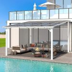 Aecojoy 12 ft x 12 ft White Aluminum Pergola with Canopys - Prioka