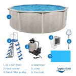 Aquarian Phoenix 21' x 52" Steel Frame Above Ground Swimming Pool Kit with Pump - Image 6