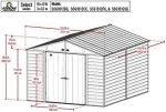 Arrow Select 10′ x 12′ Outdoor Lockable Steel Storage Shed Building, Charcoals - Image 3