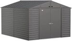 Arrow Select 10′ x 12′ Outdoor Lockable Steel Storage Shed Building, Charcoals - Image 4