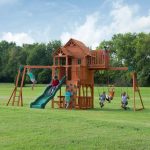 Backyard Discovery Skyfort II Wooden Swing Set with Wave Slide - Image 2