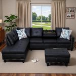 Bergenfield Furniture 97.5 Inch L Shaped Modular Sectional Couch Set with Storage Ottoman 4 Seat Leather Sofa Chaise Living Room Apartment - Image 3