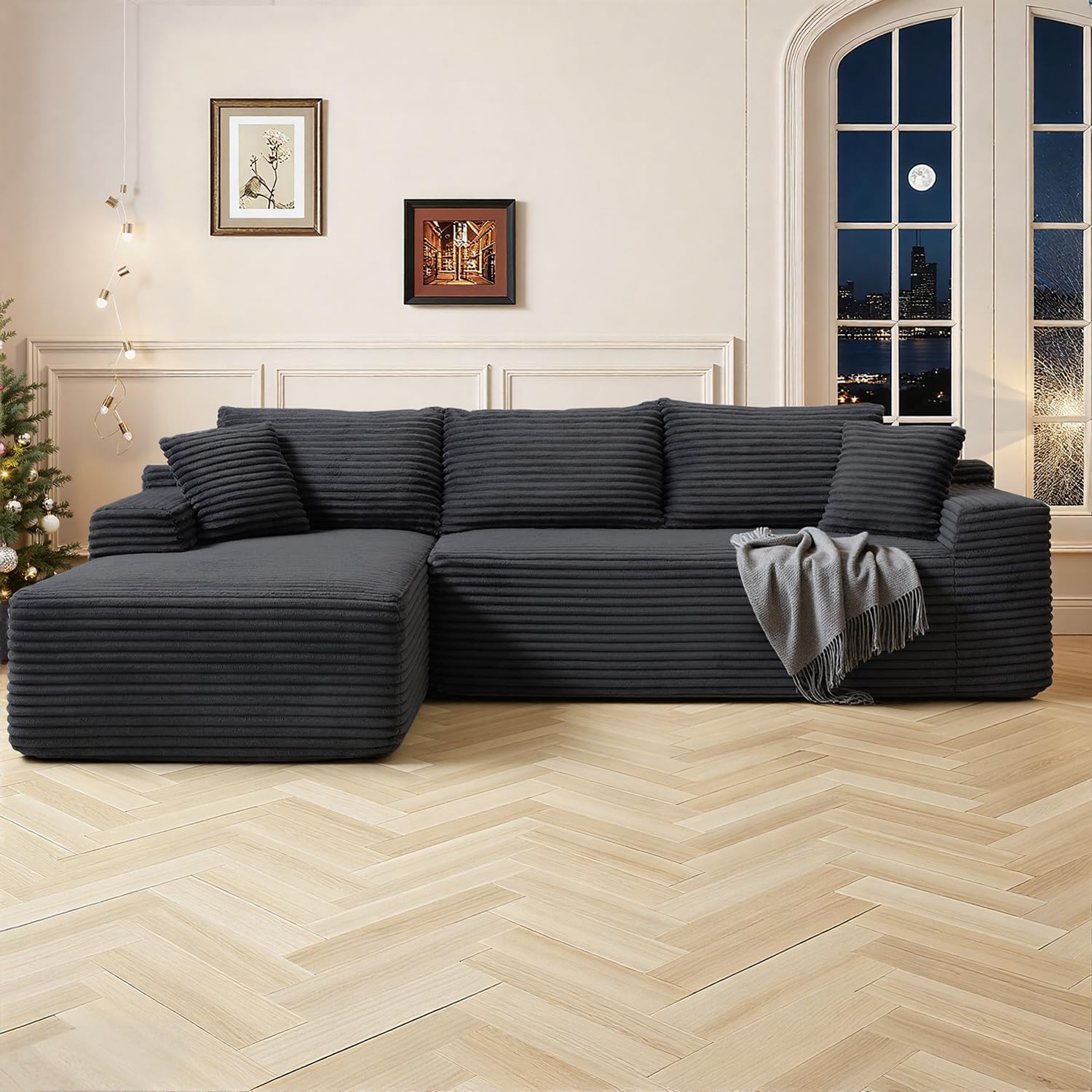 bergenfield-furniture-cloud-sectional-couch-modern-modular-sectional-sofa-deep-seat-corduroy-7708275 Bergenfield Furniture Cloud Sectional Couch Modern Modular Sectional Sofa Deep Seat Corduroy - Image 1