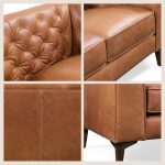 Bergenfield Furniture Full Grain Italian Leather Sofa Tufted Back Feather Down Comfort Solid Wood - Image 2