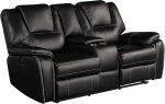 Bergenfield Furniture Manual Recliner Sofa Set Bonded Leather Reclining Loveseat Couch Living Room Black - Image 3