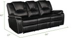 Bergenfield Furniture Manual Recliner Sofa Set Bonded Leather Reclining Loveseat Couch Living Room Black - Image 4