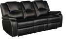 Bergenfield Furniture Manual Recliner Sofa Set Bonded Leather Reclining Loveseat Couch Living Room Black - Image 2