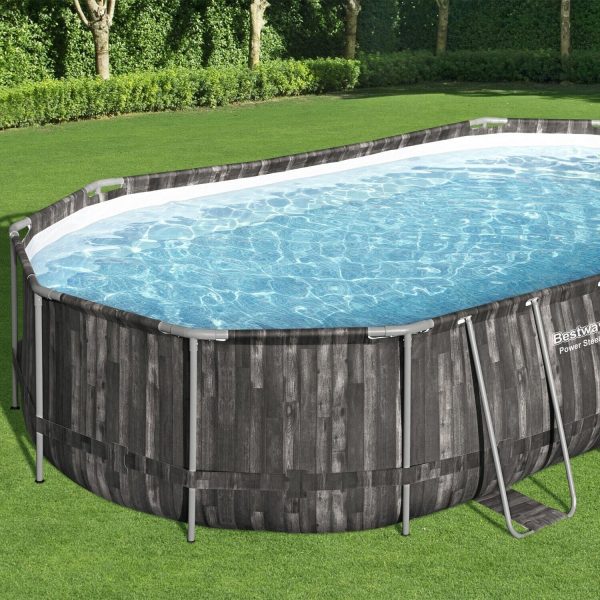 Bestway Power Steel 20′ x 12′ x 48″ Oval Above Ground Outdoor Swimming Pool Set - Prioka