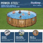 Bestway Power Steel Swim Vista 16' x 48" Round Above Ground Swimming Pool Set - Image 11