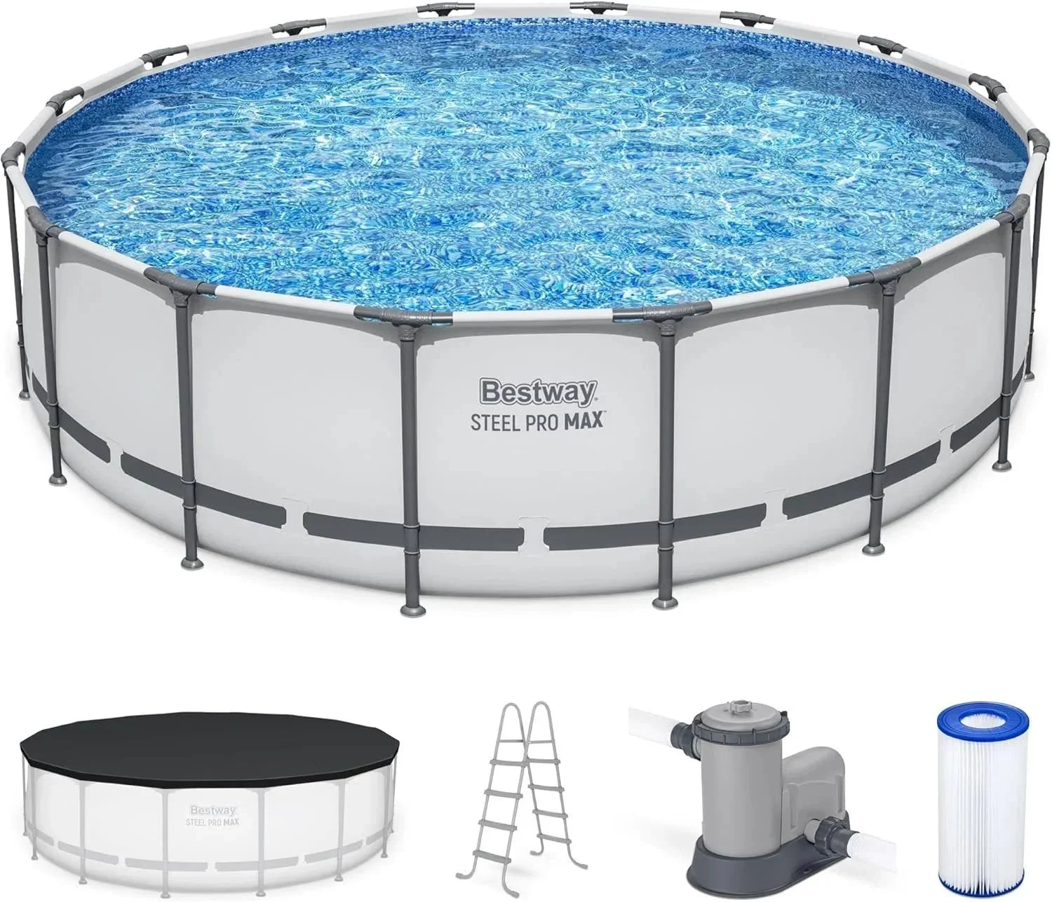 bestway-steel-pro-max-16-foot-x-48-inch-round-metal-frame-above-ground-outdoor-swimming-pool-sets-8990647 Bestway Steel Pro MAX 16 Foot x 48 Inch Round Metal Frame Above Ground Outdoor Swimming Pool Sets - Prioka