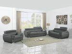 Carter Leather Seating Set – Gray - Image 2