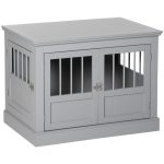 Cat Litter Box Enclosure with Magnetic Doors, Cat Washroom Nightstand with Large Top, Hidden Litter Box Side Table with Latches, Dark Grey