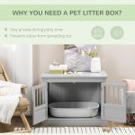 Cat Litter Box Enclosure with Magnetic Doors, Cat Washroom Nightstand with Large Top, Hidden Litter Box Side Table with Latches, Dark Grey - Image 6