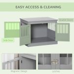 Cat Litter Box Enclosure with Magnetic Doors, Cat Washroom Nightstand with Large Top, Hidden Litter Box Side Table with Latches, Dark Grey - Image 5