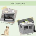 Cat Litter Box Enclosure with Magnetic Doors, Cat Washroom Nightstand with Large Top, Hidden Litter Box Side Table with Latches, Dark Grey - Image 4