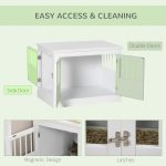 Cat Litter Box Enclosure with Magnetic Doors, Cat Washroom Nightstand with Large Top, Hidden Litter Box Side Table with Latches, White - Image 5