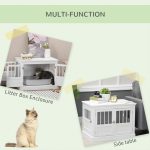 Cat Litter Box Enclosure with Magnetic Doors, Cat Washroom Nightstand with Large Top, Hidden Litter Box Side Table with Latches, White - Image 4