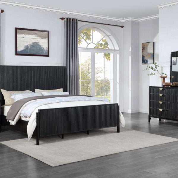 Coaster Fine Furniture Brookmead Modern Bedroom Furniture Set – Wire-Brushed Finish with Fluted Texturing, Golden Demi-Lune Handles, and English Dovetail Craftsmanship - Prioka