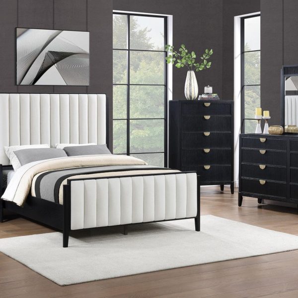 Coaster Fine Furniture Brookmead Modern Bedroom Furniture Set – Wire-Brushed Finish with Fluted Texturing, Golden Demi-Lune Handles, and English Dovetail Craftsmanship - Prioka