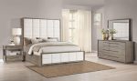 Coaster Fine Furniture Durango Bedroom Set – Grid-Tufted Velvet Headboard & Gold Hardware - Prioka