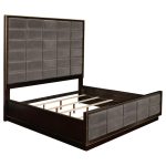 Coaster Fine Furniture Durango Bedroom Set – Grid-Tufted Velvet Headboard & Gold Hardware - Prioka