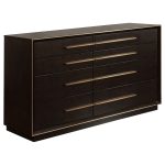 Coaster Fine Furniture Durango Bedroom Set – Grid-Tufted Velvet Headboard & Gold Hardware - Image 5